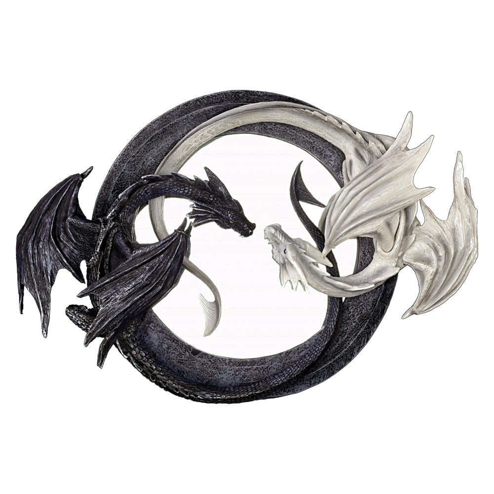 Dragon Yin Yang wall mirror plaque with round mirror center