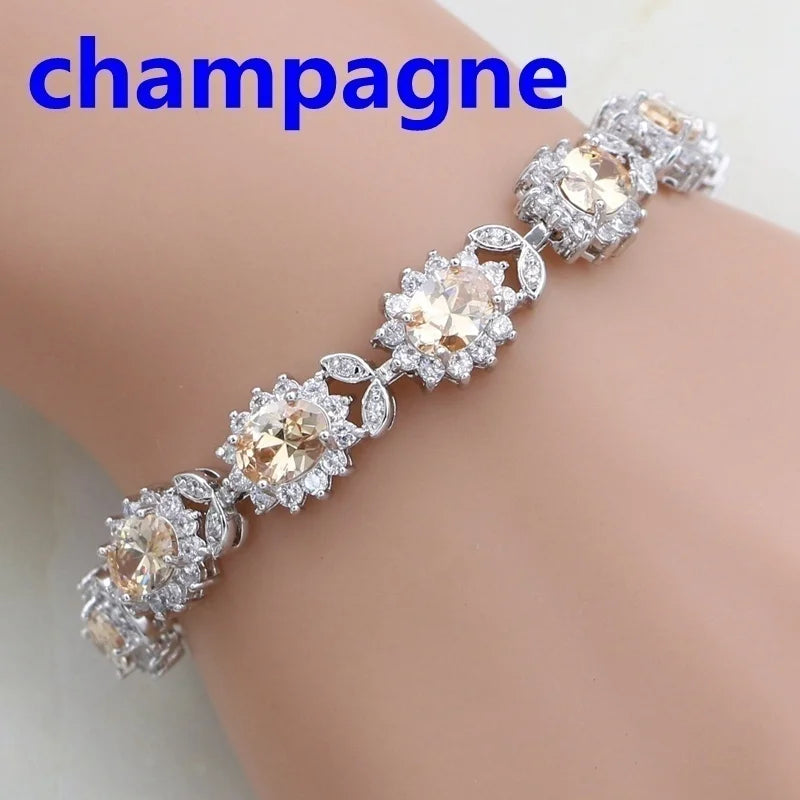 Elegant Crystal Gemstone Charm Bracelet jewelry bracelet for fashion styling, layered looks, and special event wear.