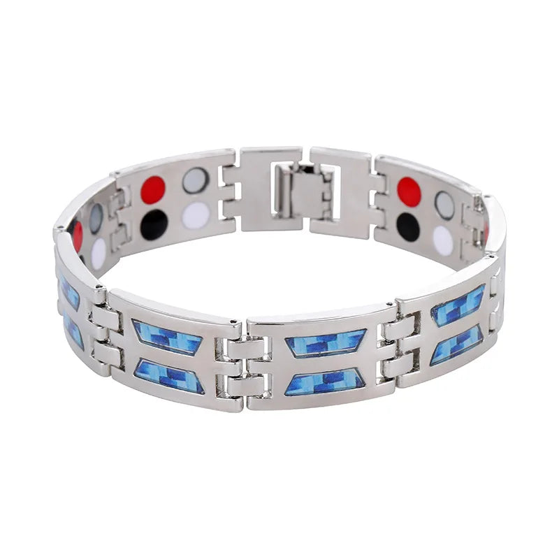 Elegant Titanium Steel Therapy Wrist Bracelet for stylish daily wear and magnetic therapy support.