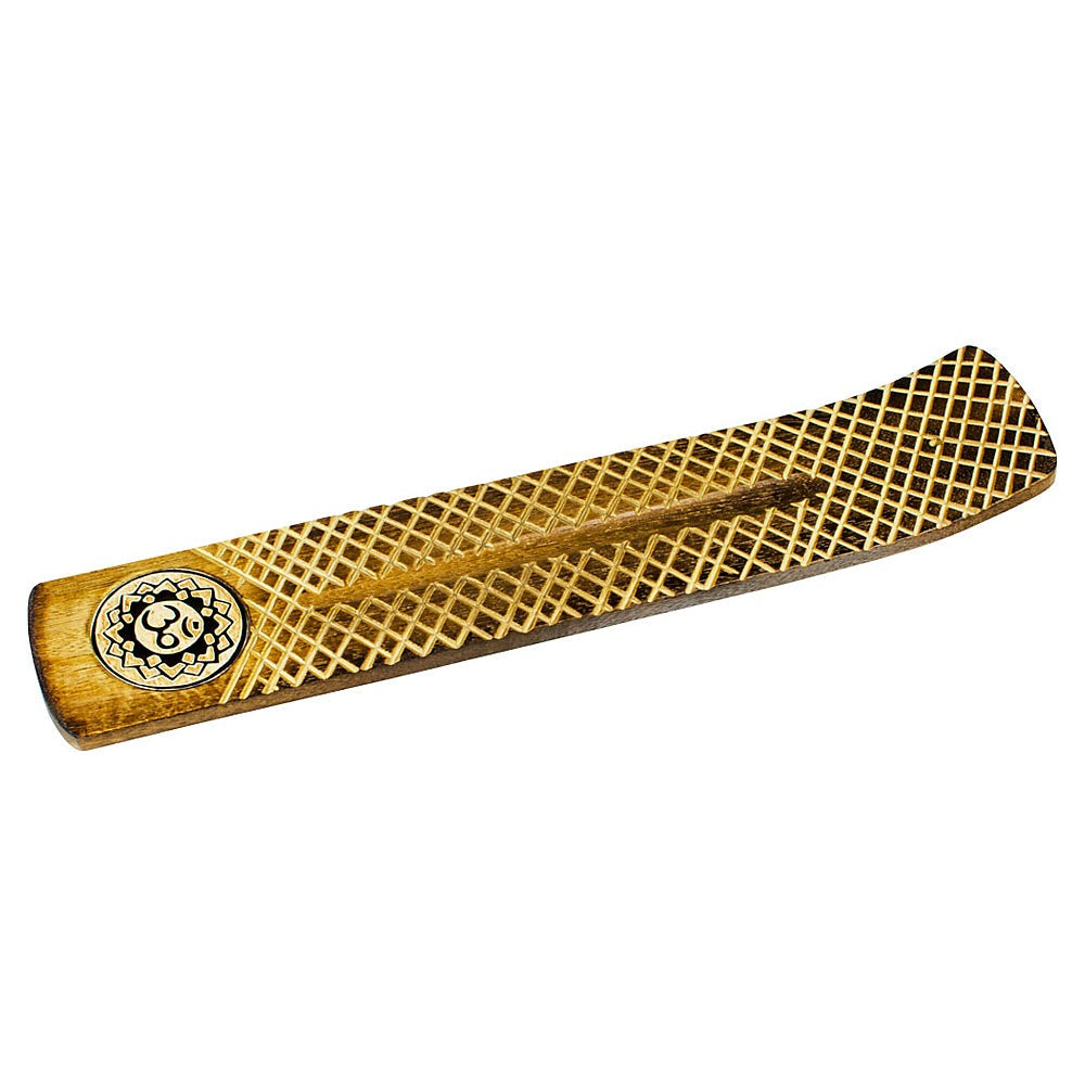 Engraved wood Om Lotus ash catcher, extra wide