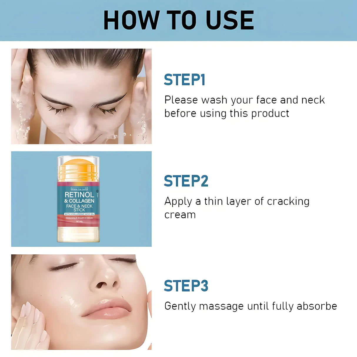 Retinol and collagen face moisturizer cream stick for nourishing skin, improving softness, and supporting a smoother complexion.