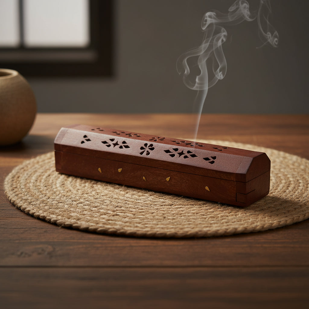 Hand-Carved Wooden Incense Holder wooden incense holder for burning incense sticks during meditation, relaxation, and daily aromatherapy use.