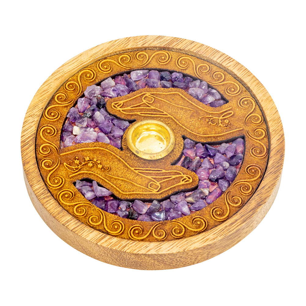 Healing Hands amethyst incense holder
