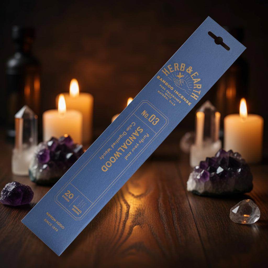 Herb & Earth Sandalwood Bamboo Incense Sticks (Nippon Kodo)