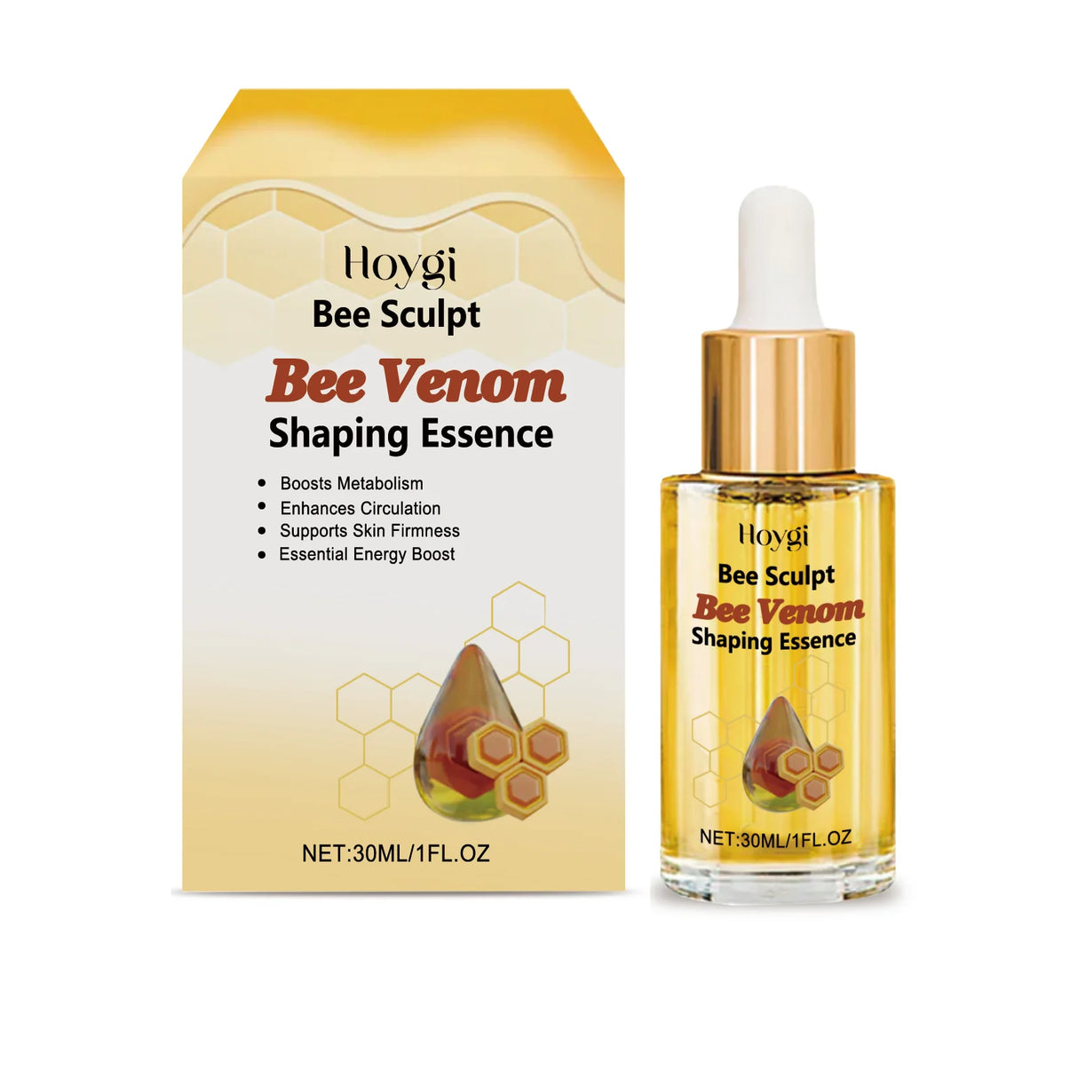 Hoygi Bee Venom Shaping Massage Oil bottle for firming and lifting body skin during home massage and daily skin care routines.