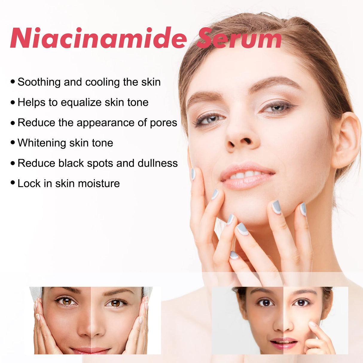 Hoygi Niacinamide Face Serum bottle for pore care, skin smoothing, and refining uneven facial texture.