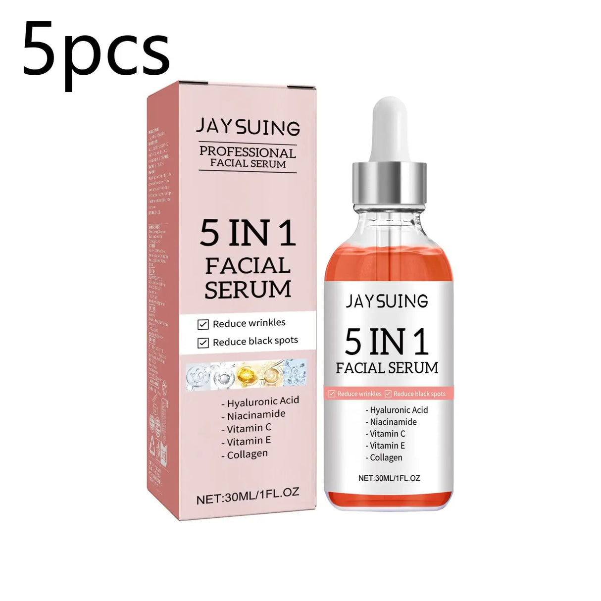 Hyaluronic acid face serum bottle for plumping skin, softening fine lines, and keeping the face hydrated throughout the day.