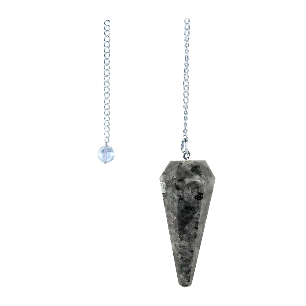 Indigo Gabbro (Mystic Merlinite) 6-sided faceted pendulum on a 9-inch chain