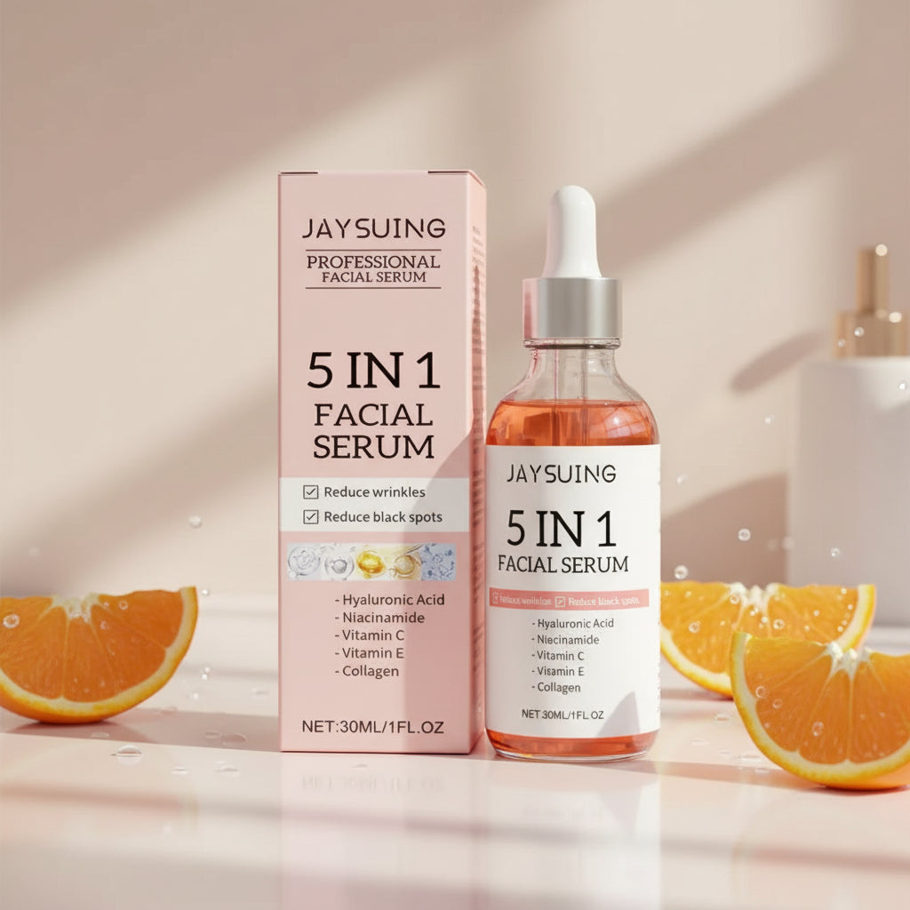 Jaysuing Vitamin C Hyaluronic Acid face serum for fading fine lines, firming skin, and daily facial care.
