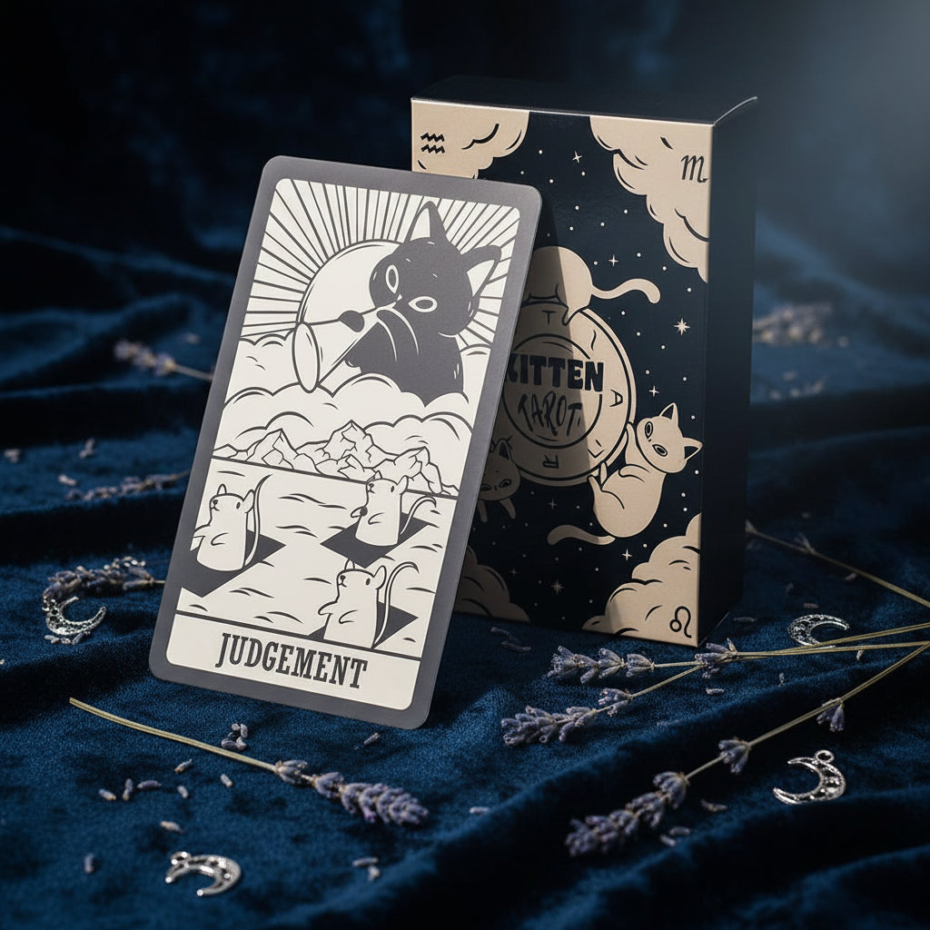 Kitten Tarot Deck card deck box set for tarot reading, divination, and spiritual guidance.