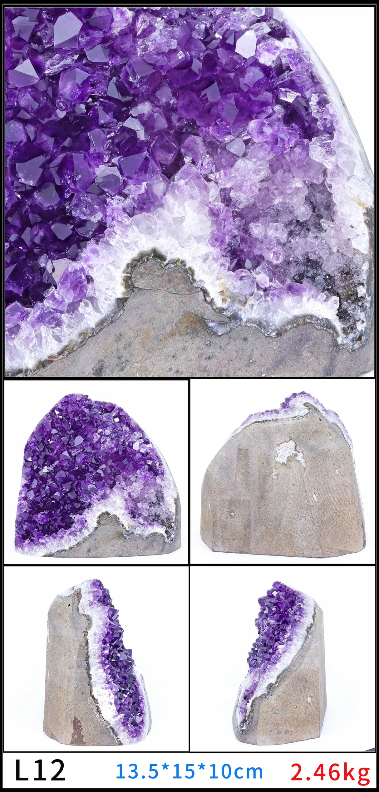 Large Amethyst Geode Crystal Cluster for meditation, home décor, and crystal collecting.