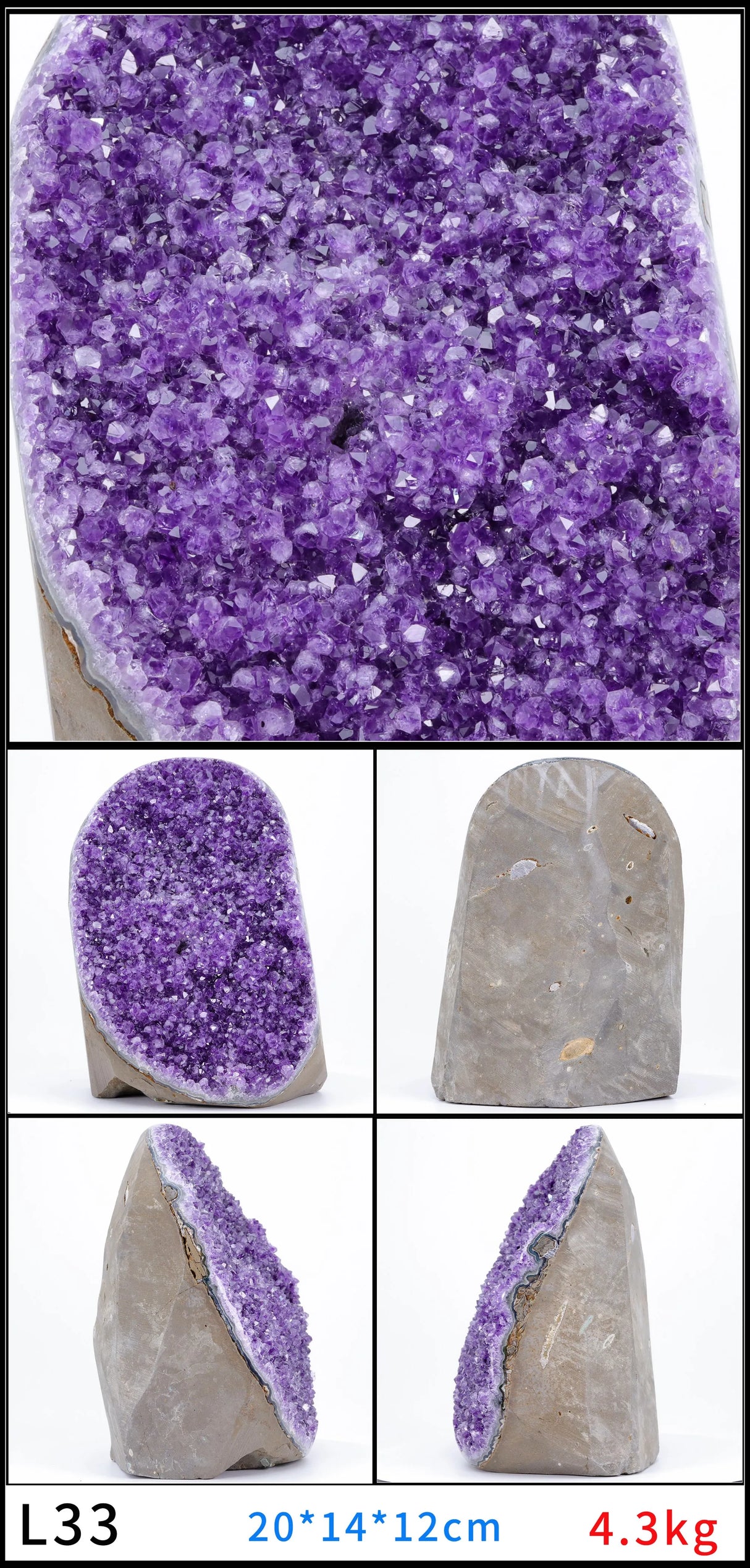 Large Amethyst Geode Crystal Cluster for meditation, home décor, and crystal collecting.