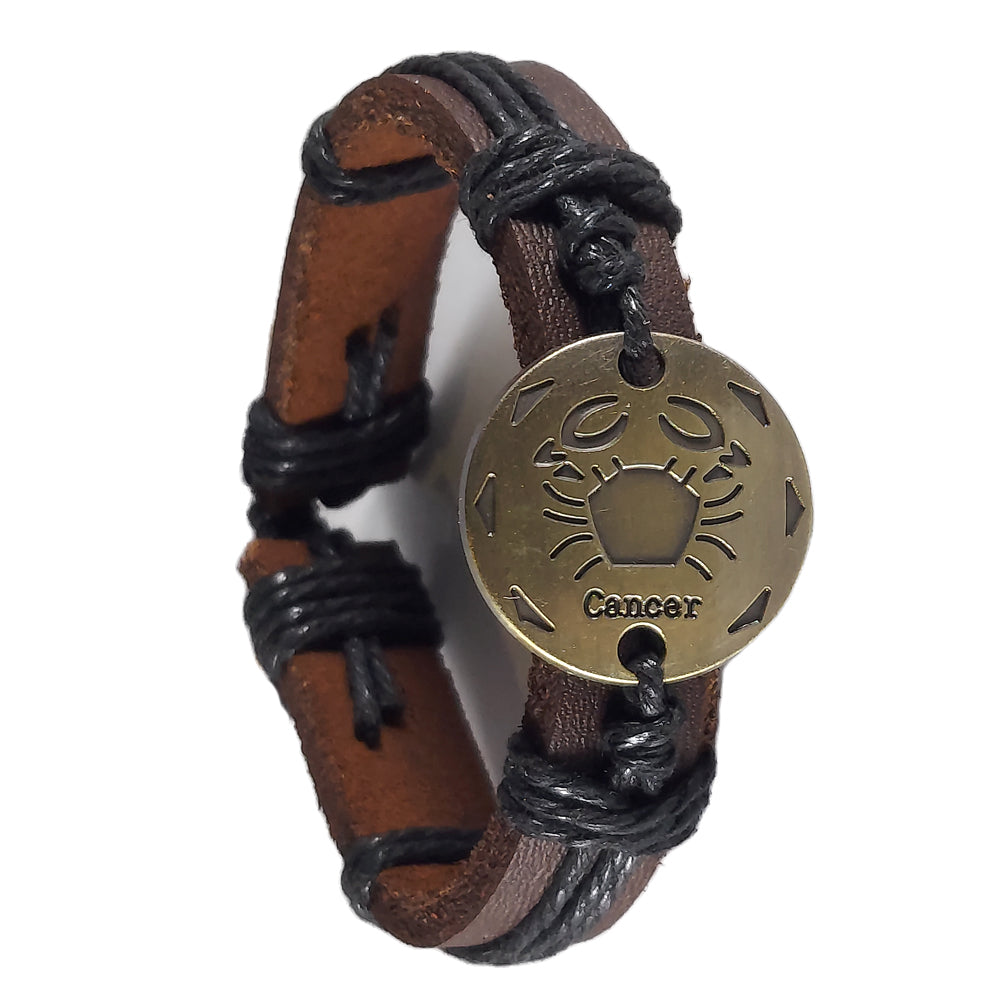 Leather zodiac bracelet - Cancer