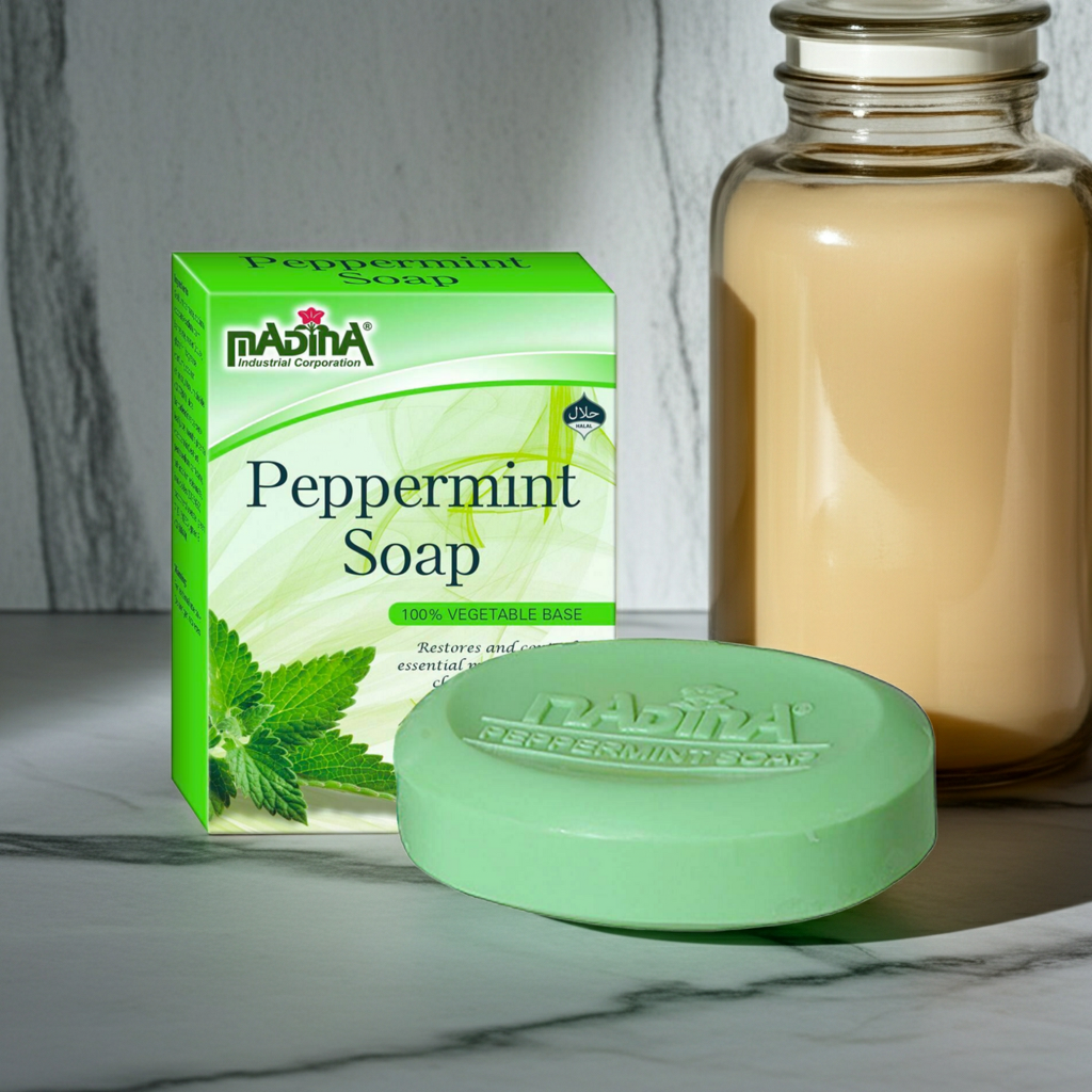 Madina Peppermint Soap bar for bathing, skin cleansing, and daily skincare use.
