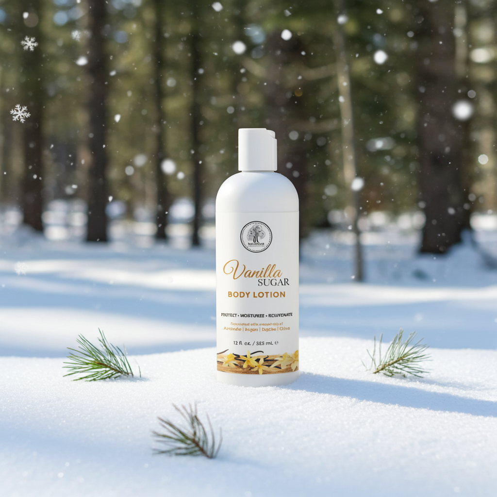 Madina Vanilla Sugar Nourishing Body Lotion bottle for hydrating dry skin, improving softness, and everyday body care.