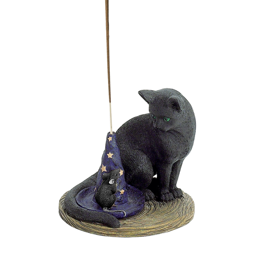 Magical Cat and Mouse incense holder, purple hat variant