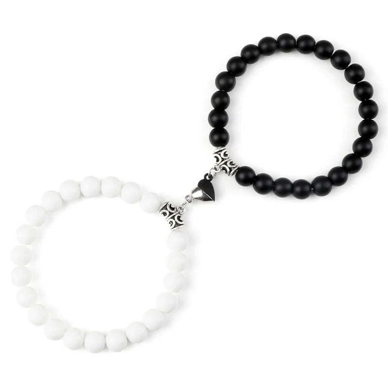 Matching cord Magnetic Heart Couple Bracelets for casual partner wear, promise gifts, and everyday relationship styling.