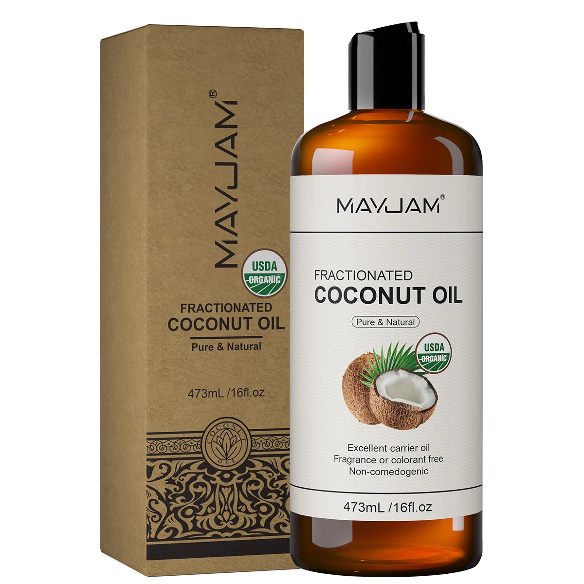 MAYJAM 473ml Cold-Pressed Carrier Oil castor oil bottle for face, hair, and body moisturizing.