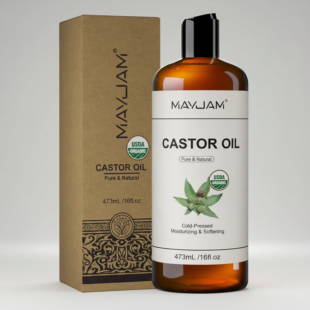 MAYJAM 473ml Cold-Pressed Carrier Oil pure castor oil for hair conditioning and skin care.