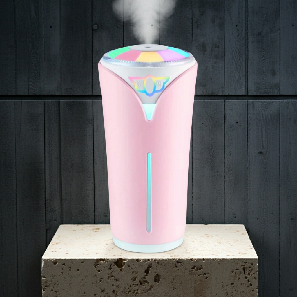 JH-512 Mini USB Humidifier 280 mL device for moisturizing dry air, small-space use, and home comfort.