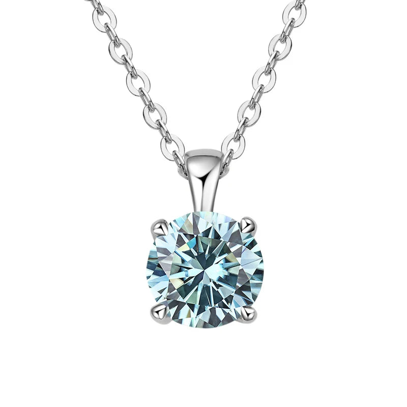 Minimalist four-prong moissanite pendant necklace for clean daily styling, layering, and understated elegance.