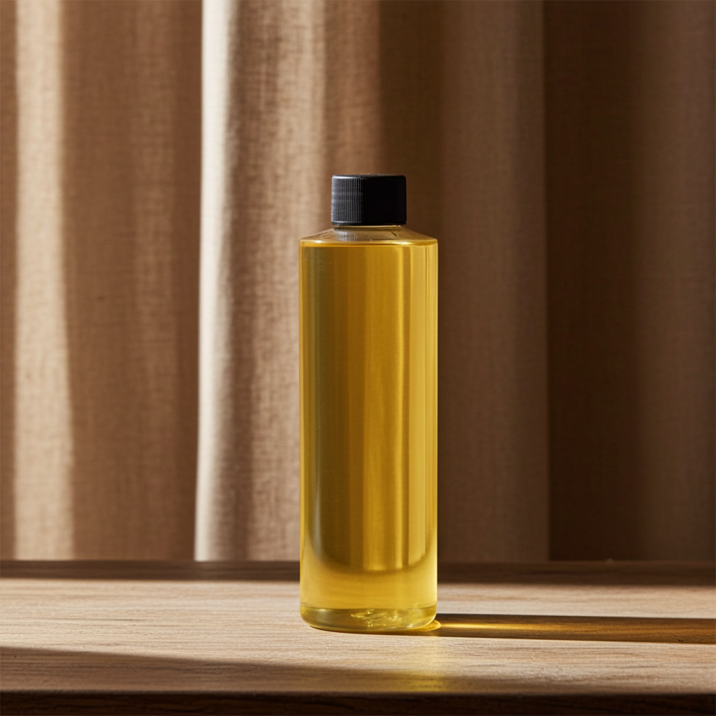 Miracle body oil bottle for moisturizing skin, softening dry areas, and daily body care.