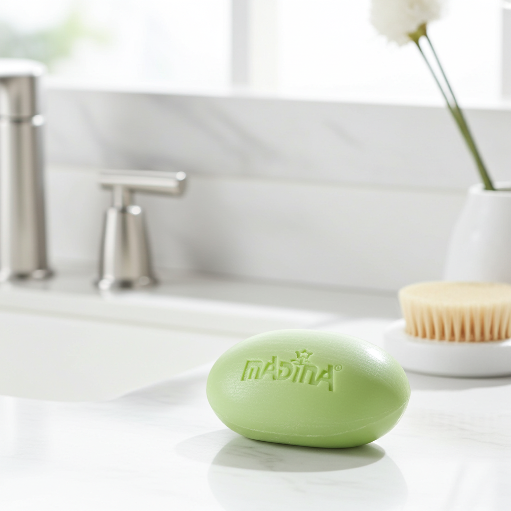 Madina Moisturizing bar soap for skincare, body cleansing, and regular bath routines.