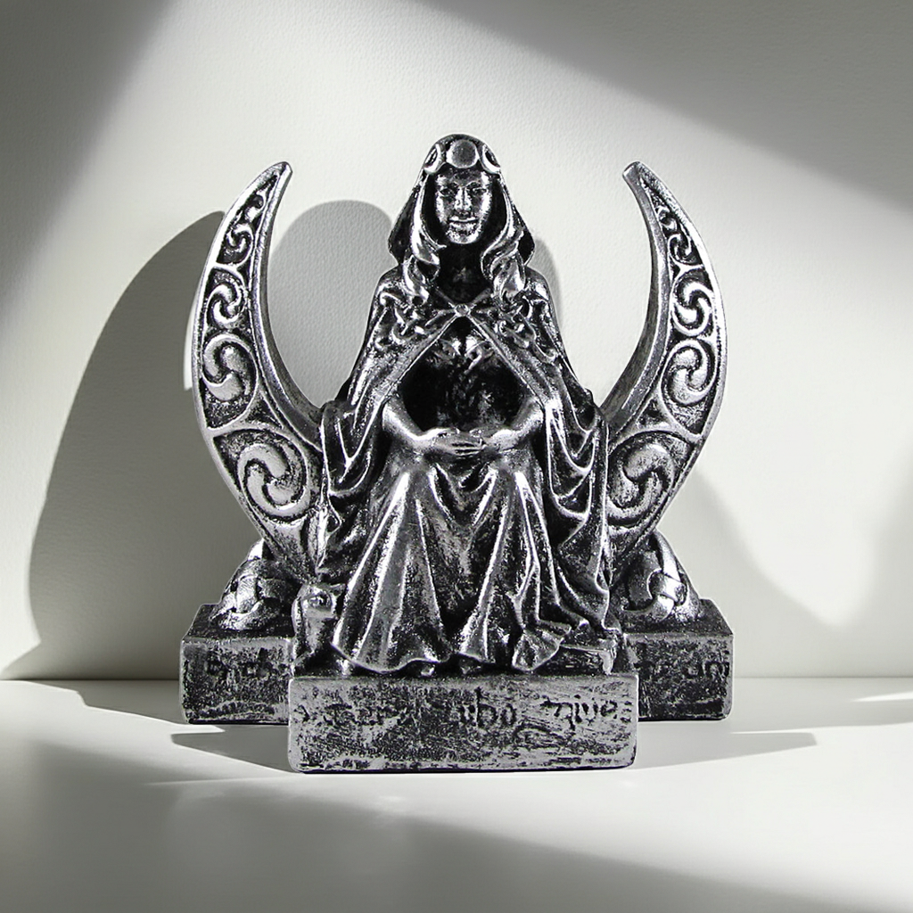 Moon Goddess sacred figurine for altar decoration, ceremony spaces, and spiritual home accents.