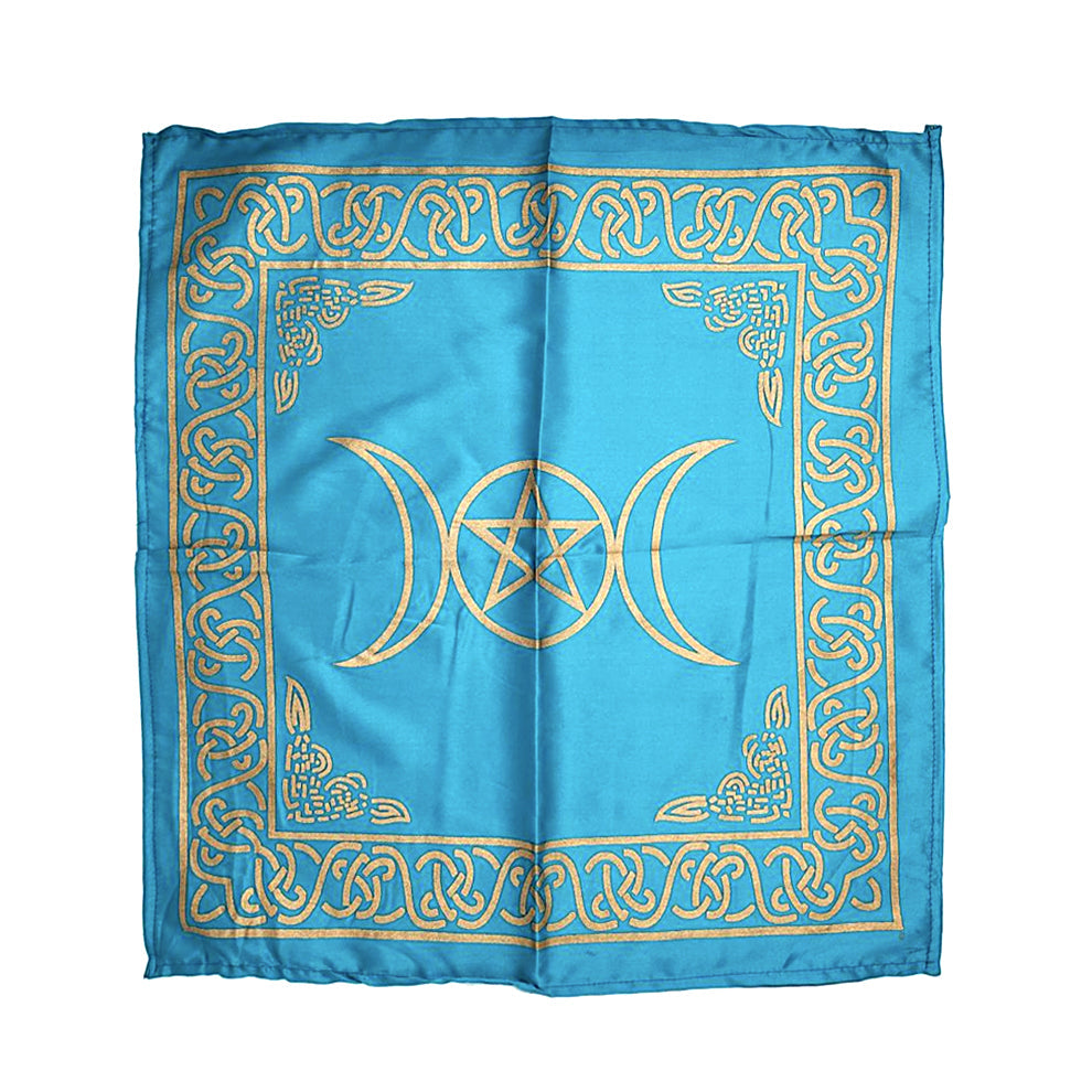 Mystical Pentacle Triple Moon altar cloth for sacred table covering, ritual tools display, and altar ceremonies.