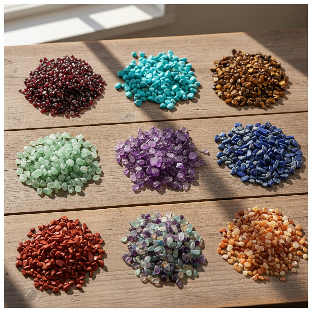 Natural Crystal Chip Stones for meditation, crafts, and crystal healing.