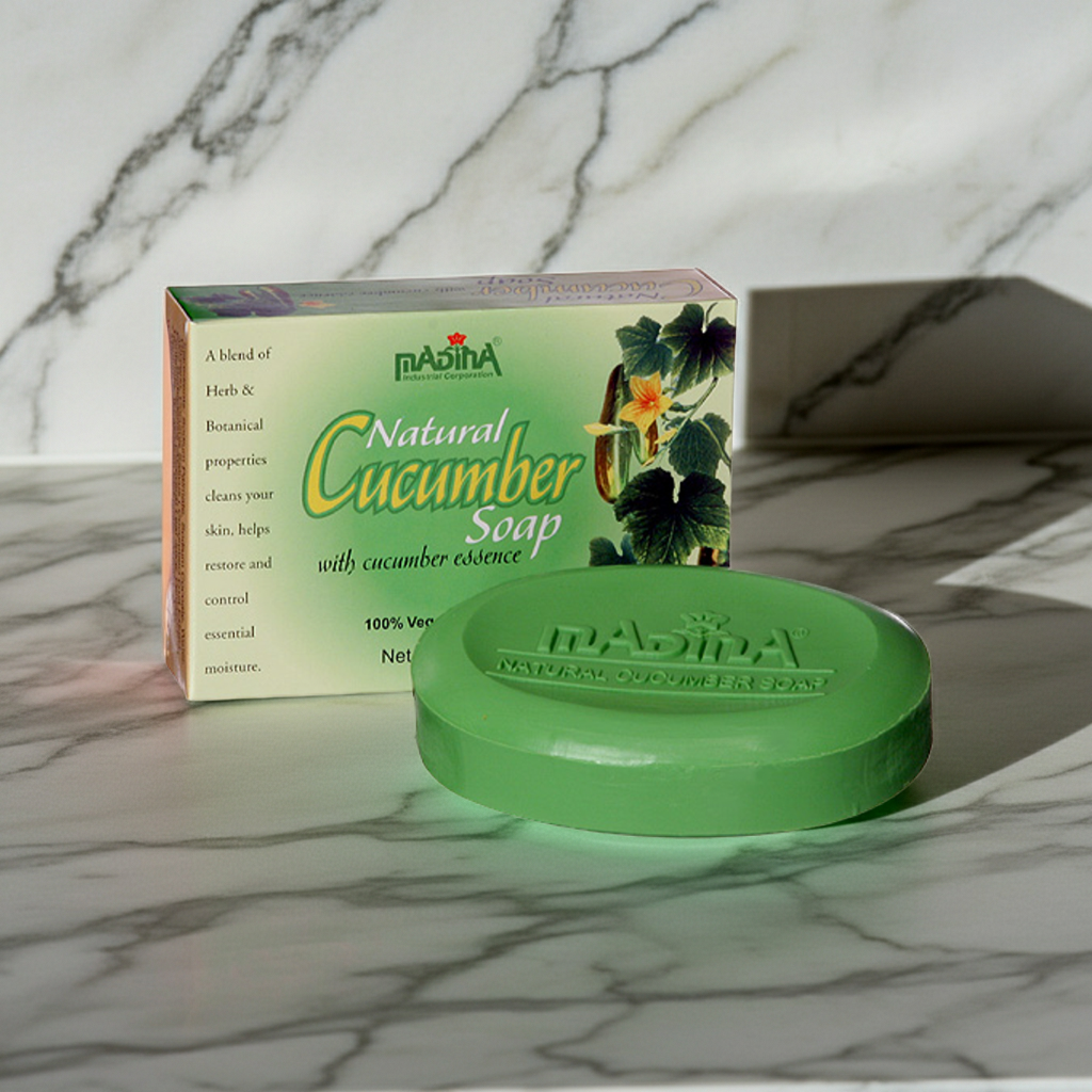 Bar of natural cucumber bar soap displayed for cleansing, skincare, and daily bath use.