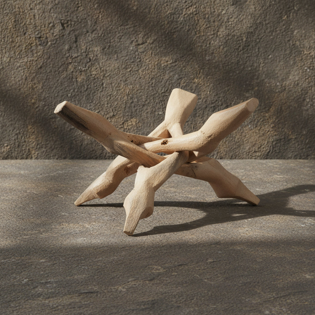 Natural wooden cobra tripod stand 4 inches for displaying spheres, eggs, and decorative orbs.