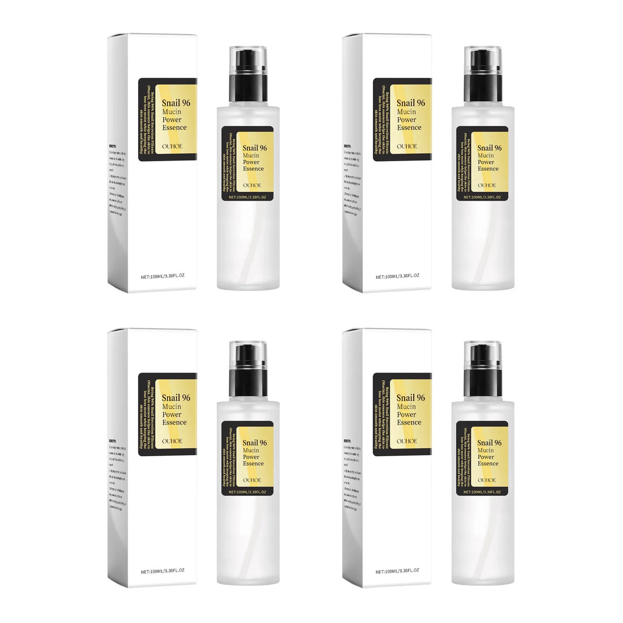 OUHOE Snail 96 Mucin face essence bottle for lifting care, deep hydration, and improving skin comfort during daily use.