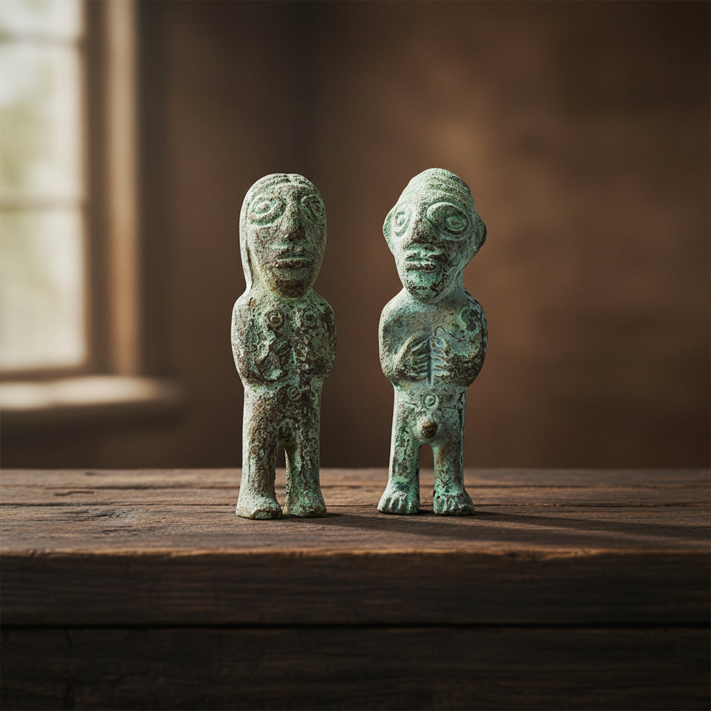 Pachamama & Pachapapa brass figurines for altar decor, spiritual practice, and sacred home display.