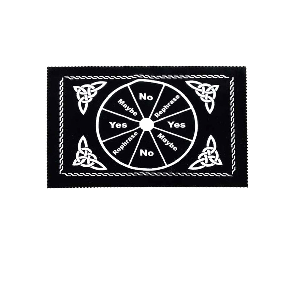 Pendulum mat with Celtic design for dowsing, divination practice, and pendulum readings.