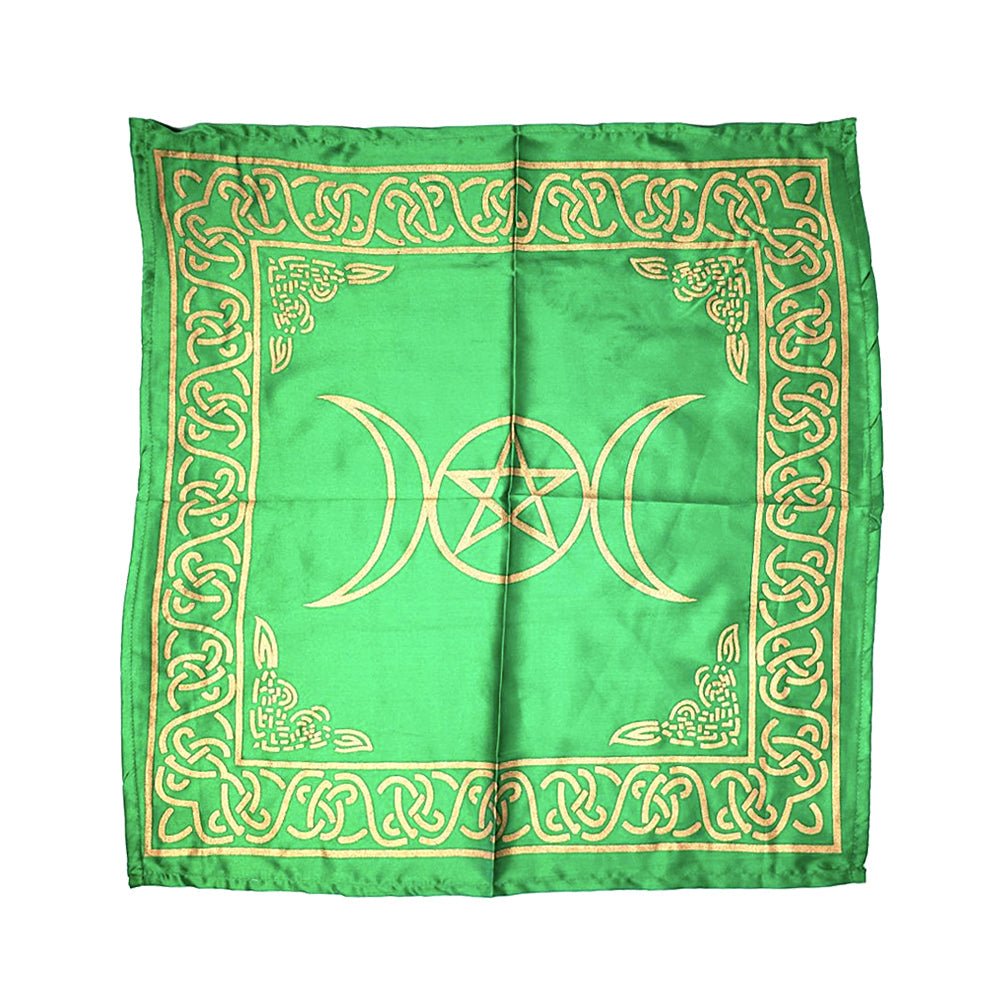 Pentacle Triple Moon ritual altar cloth for ceremonial altar setup, spellcasting, and devotional use.