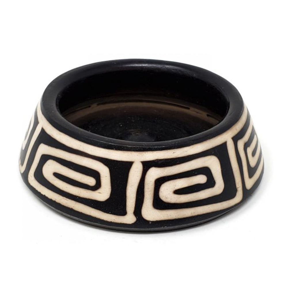 Peruvian ceramic burner front view for resin and charcoal incense burning, altar decor.