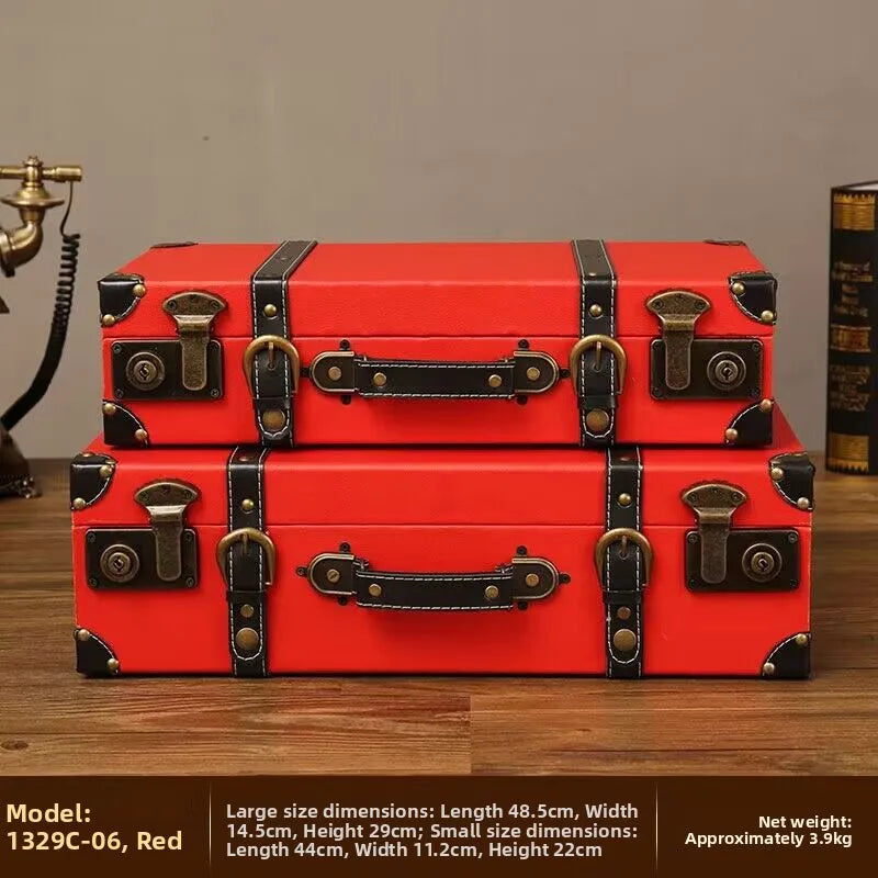 Portable retro solid wood storage container with handle for carrying small tools, craft materials, and personal belongings.