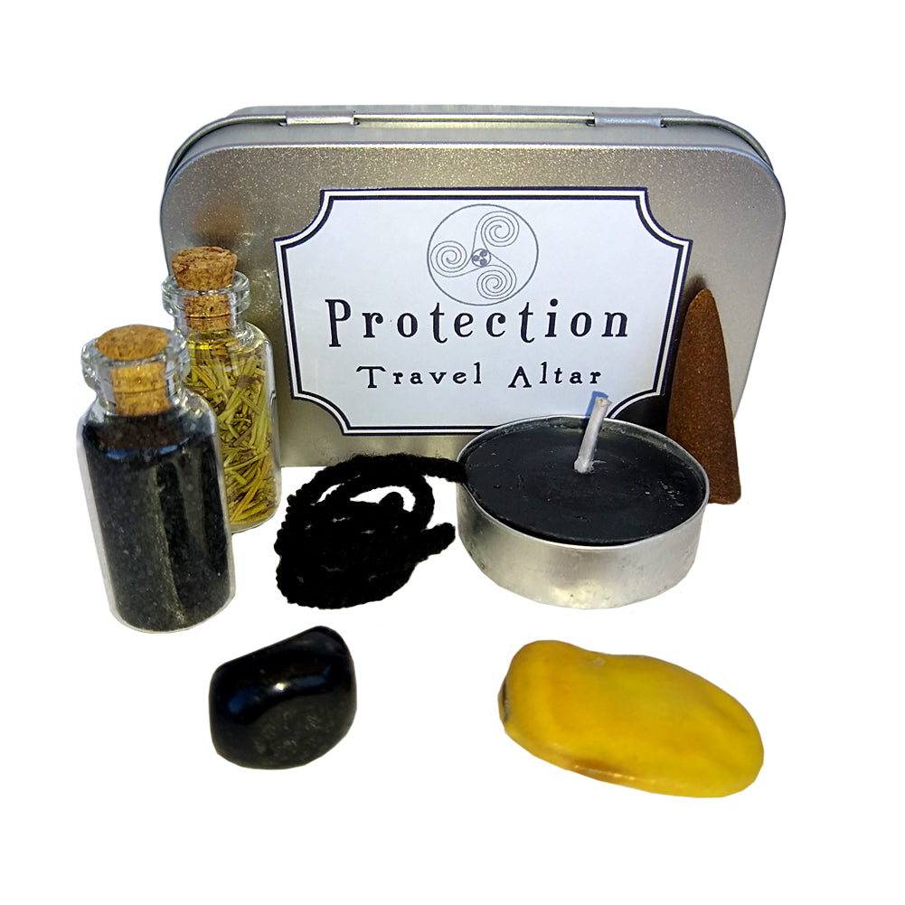 Protection Travel Altar Kit portable altar set for spiritual protection, prayer, and ritual use while traveling.