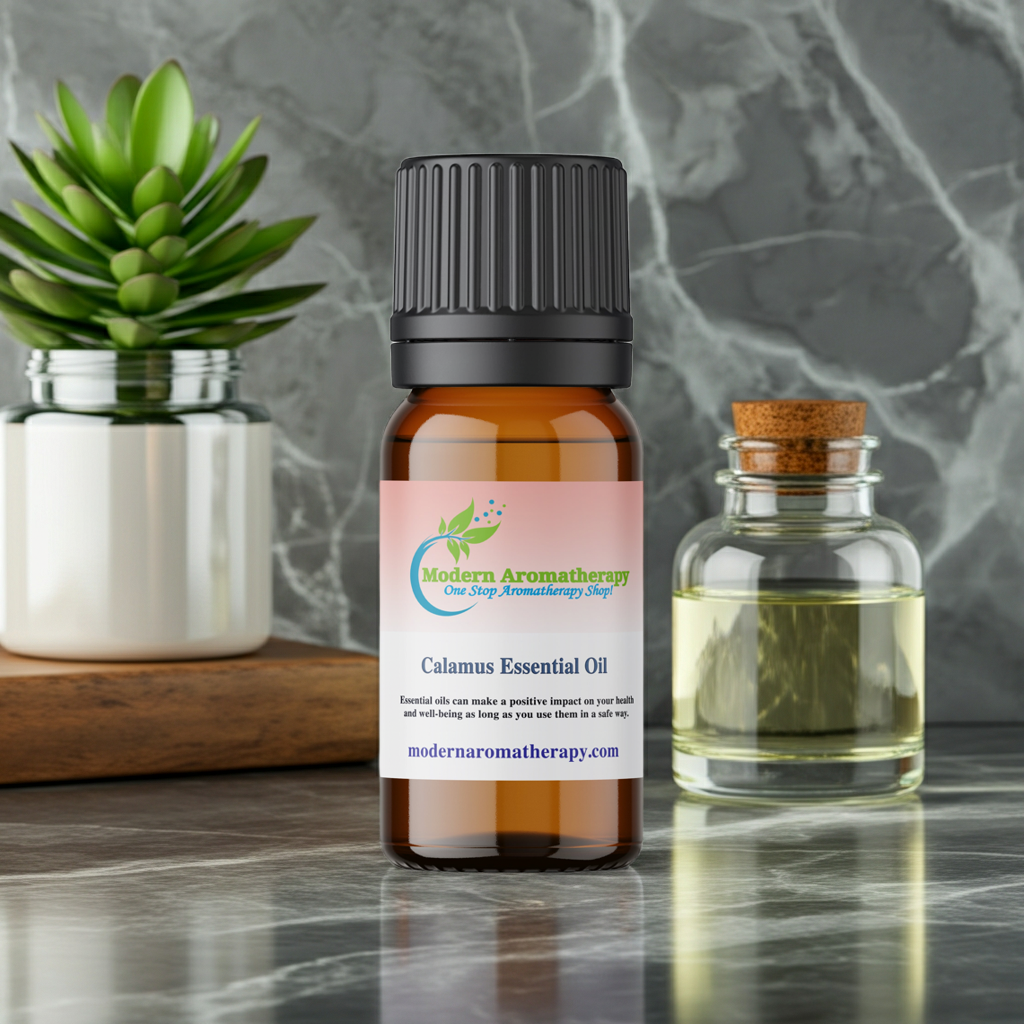 Pure Calamus essential oil bottle for essential oil blending, diffuser use, and aromatic practice.