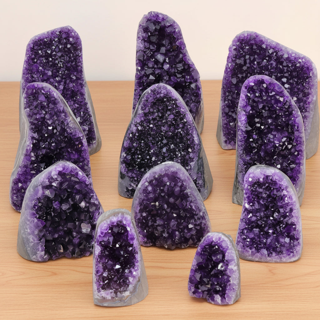 Raw Amethyst Geode Crystal Cluster for meditation, home décor, and crystal collecting.