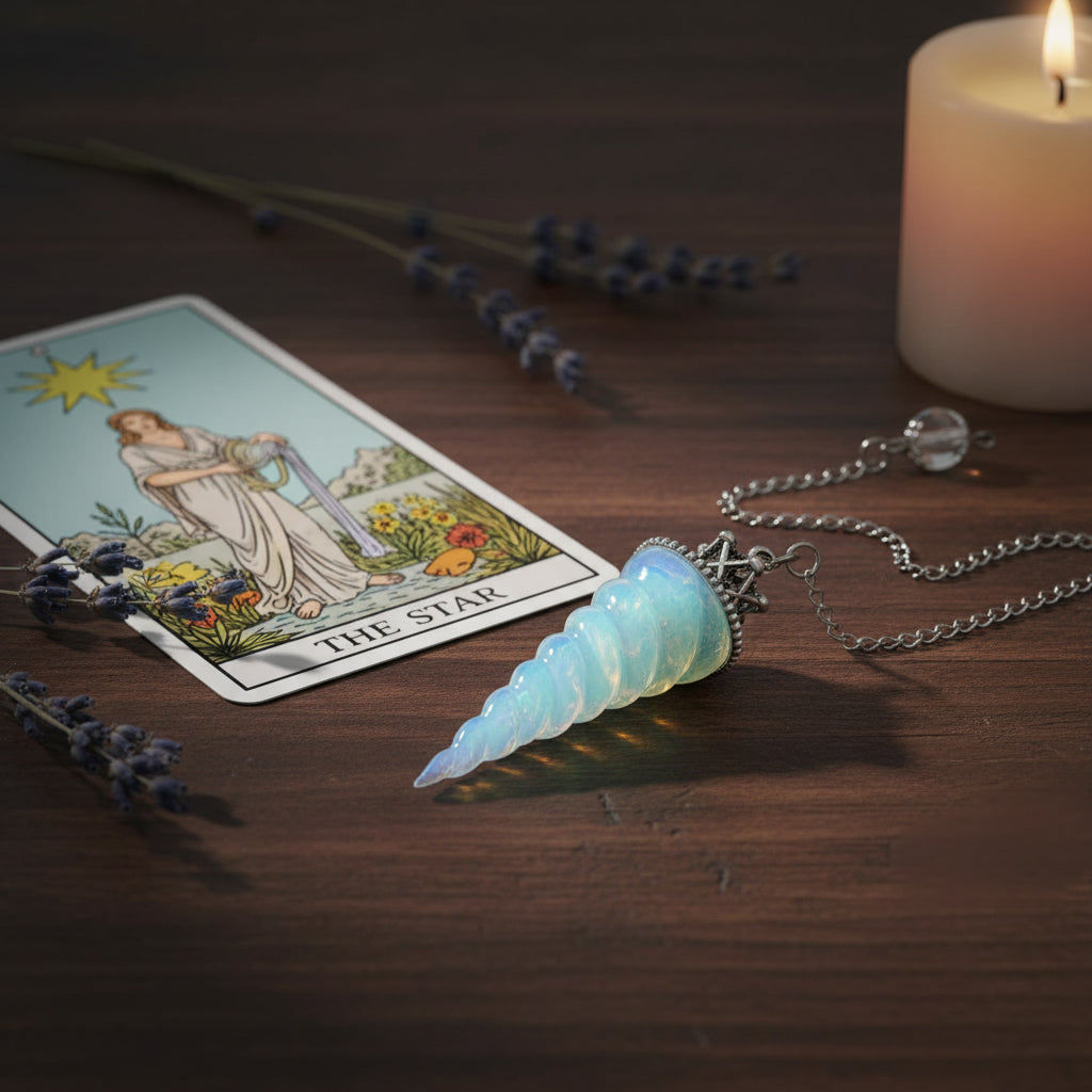 Resin 7-Chakra Aquamarine Crystal Pendulum dowsing pendulum for chakra balancing, spiritual guidance, and divination use.