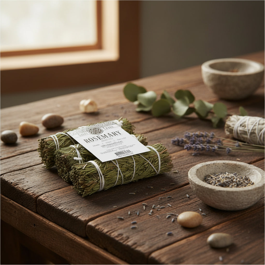 Rosemary smudge stick pack of 3 bundles for spiritual cleansing, home energy clearing, and ritual use.