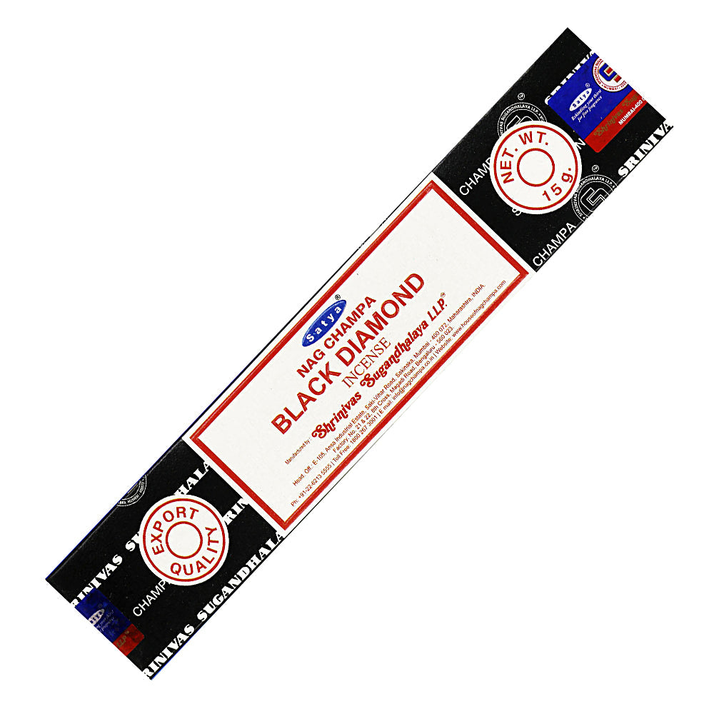 Satya Black Diamond Incense Sticks for meditation, focused work, and premium home fragrance.