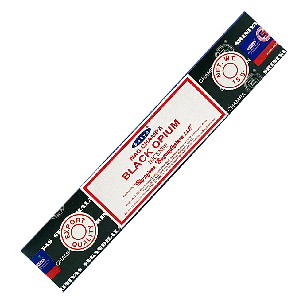 Satya Black Opium Incense Sticks for evening relaxation, meditation, and intimate home ambiance.