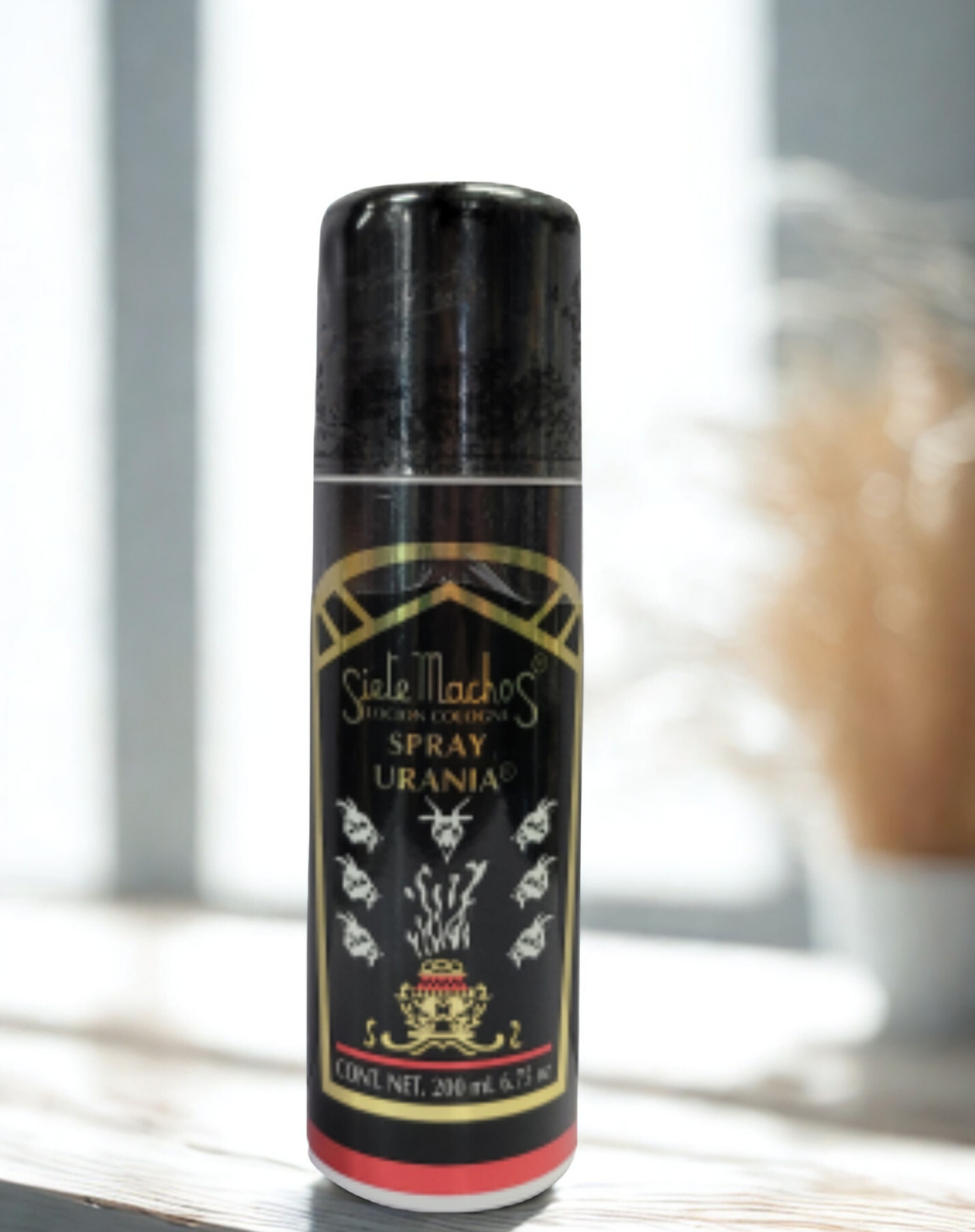 Urania Siete Machos Spray bottle for spiritual work, aura cleansing, and ritual practice.