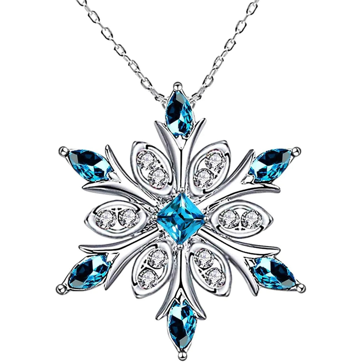 Women’s Silver-Plated Snowflake Necklace fashion necklace for winter styling, special occasions, and everyday outfit pairing.