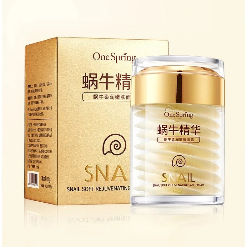 Snail collagen brightening face cream and eye serum set for skin hydration, smoother complexion, and under-eye care.