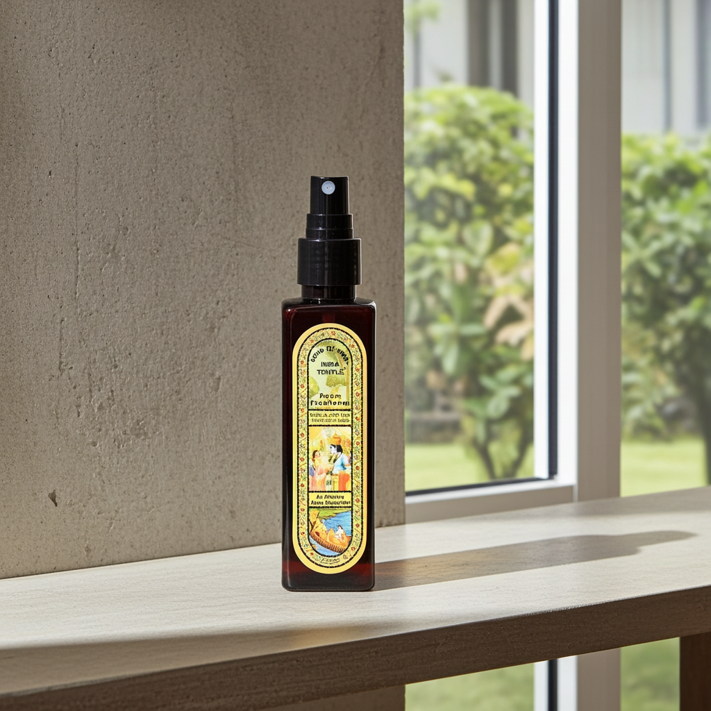 Song Of India room spray in India Temple scent shown for refreshing indoor spaces and home fragrance.