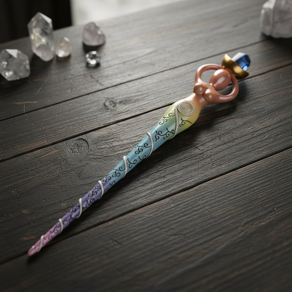 Spiral Goddess Mystical Wand for ritual work and altar use